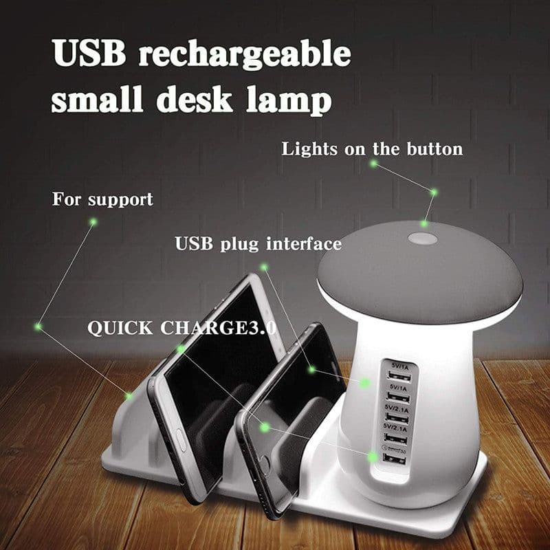 image-Mushroom Lamp LED Lamp Holder USB Charger