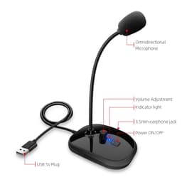 image-Gooseneck Computer Microphone USB Sound Card Monitor