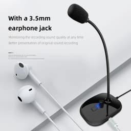image-Gooseneck Computer Microphone USB Sound Card Monitor