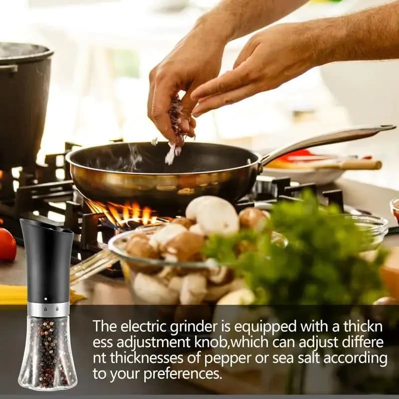 image-Electric Salt Pepper Grinder Refillable Adjustable Coarseness Pepper