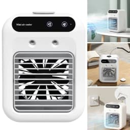 image-Portable Air Conditioner Fan 2 Speeds Air Cooling Fan with Humidifier