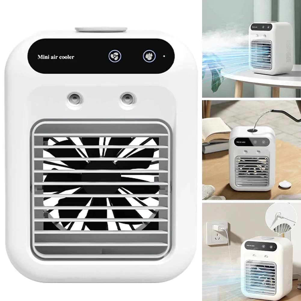 image-Portable Air Conditioner Fan 2 Speeds Air Cooling Fan with Humidifier