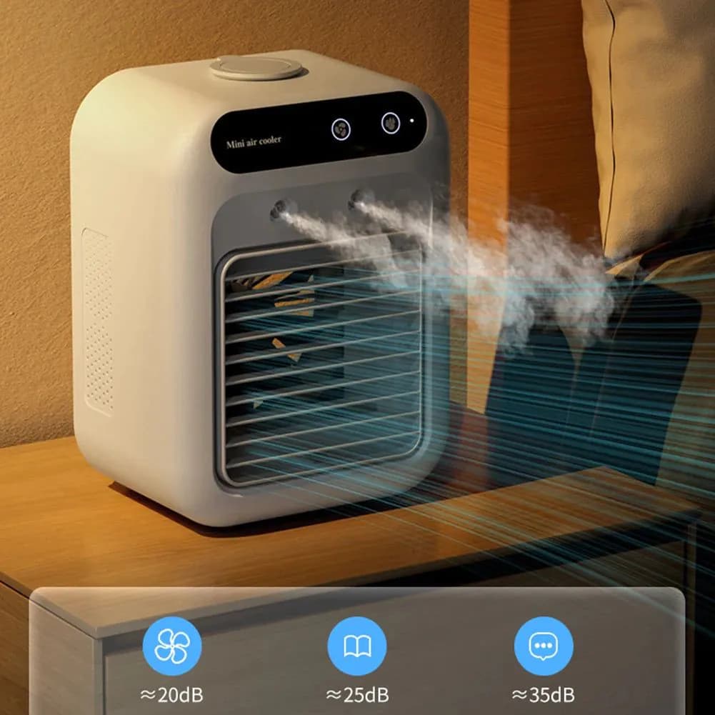image-Portable Air Conditioner Fan 2 Speeds Air Cooling Fan with Humidifier