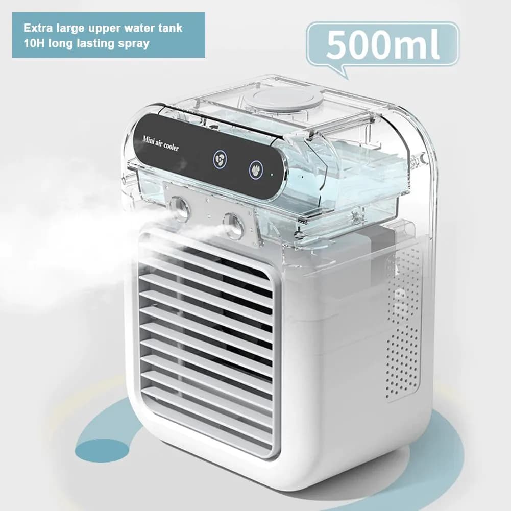 image-Portable Air Conditioner Fan 2 Speeds Air Cooling Fan with Humidifier