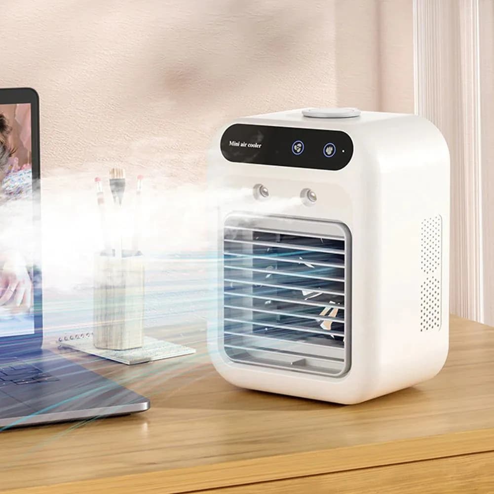 image-Portable Air Conditioner Fan 2 Speeds Air Cooling Fan with Humidifier