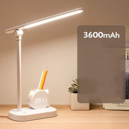 image-LED Eye Protection Desk Lamp Pen Holder With Clock