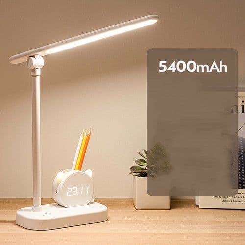 image-LED Eye Protection Desk Lamp Pen Holder With Clock