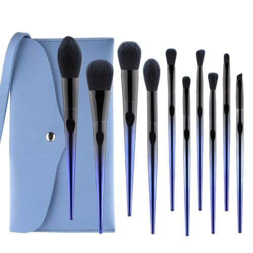 image-10 Pcs Makeup Brushes Navy Blue Premium Synthetic Hair Foundation