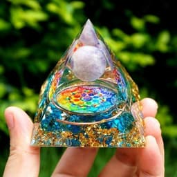 image-Handmade Amethyst Crystal Sphere Orgone Pyramid
