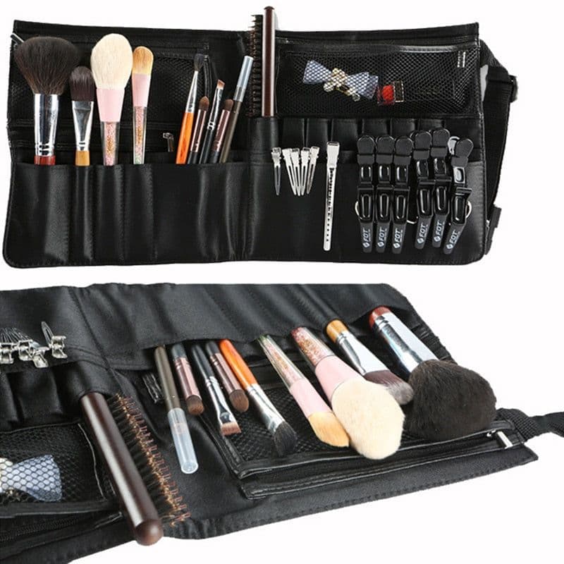 image-Professional Makeup Bag Waist Bag Women Cosmetic Brush Bag With Belt