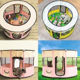 image-Portable Pet House Oxford Cloth Crate Room Playing