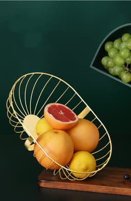 image-Metal Hollowed Out Fruit Vegetable Snack Tray Bowl Basket