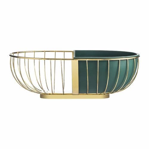 image-Metal Hollowed Out Fruit Vegetable Snack Tray Bowl Basket