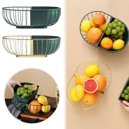 image-Metal Hollowed Out Fruit Vegetable Snack Tray Bowl Basket