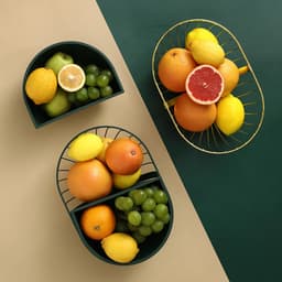 image-Metal Hollowed Out Fruit Vegetable Snack Tray Bowl Basket