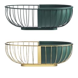image-Metal Hollowed Out Fruit Vegetable Snack Tray Bowl Basket