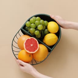 image-Metal Hollowed Out Fruit Vegetable Snack Tray Bowl Basket