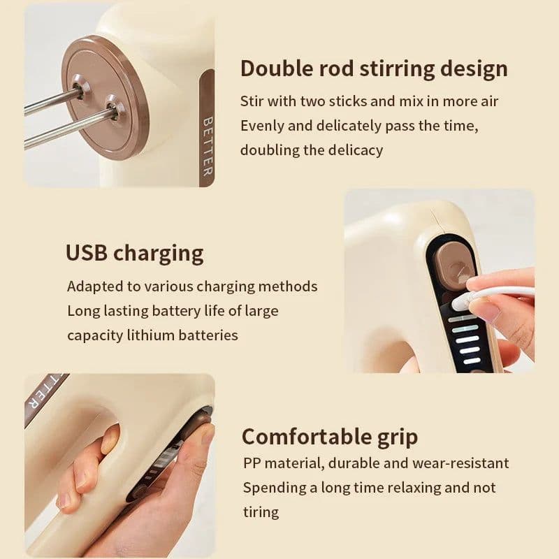 image-Handheld Electric Food Mixer Machine Wireless Portable Automatic Cake