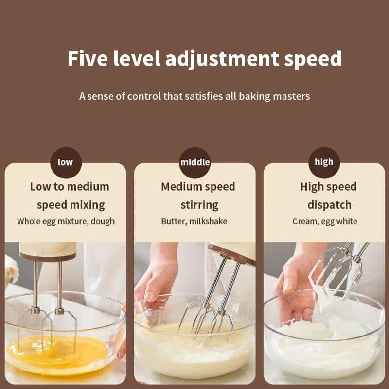 image-Handheld Electric Food Mixer Machine Wireless Portable Automatic Cake