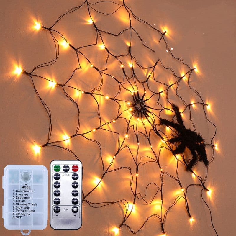 image-Halloween Led Spider Web String Light 5v Remote Control