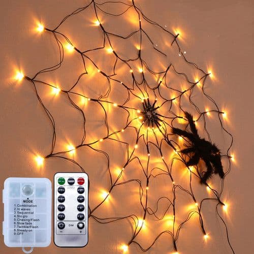 image-Halloween Led Spider Web String Light 5v Remote Control