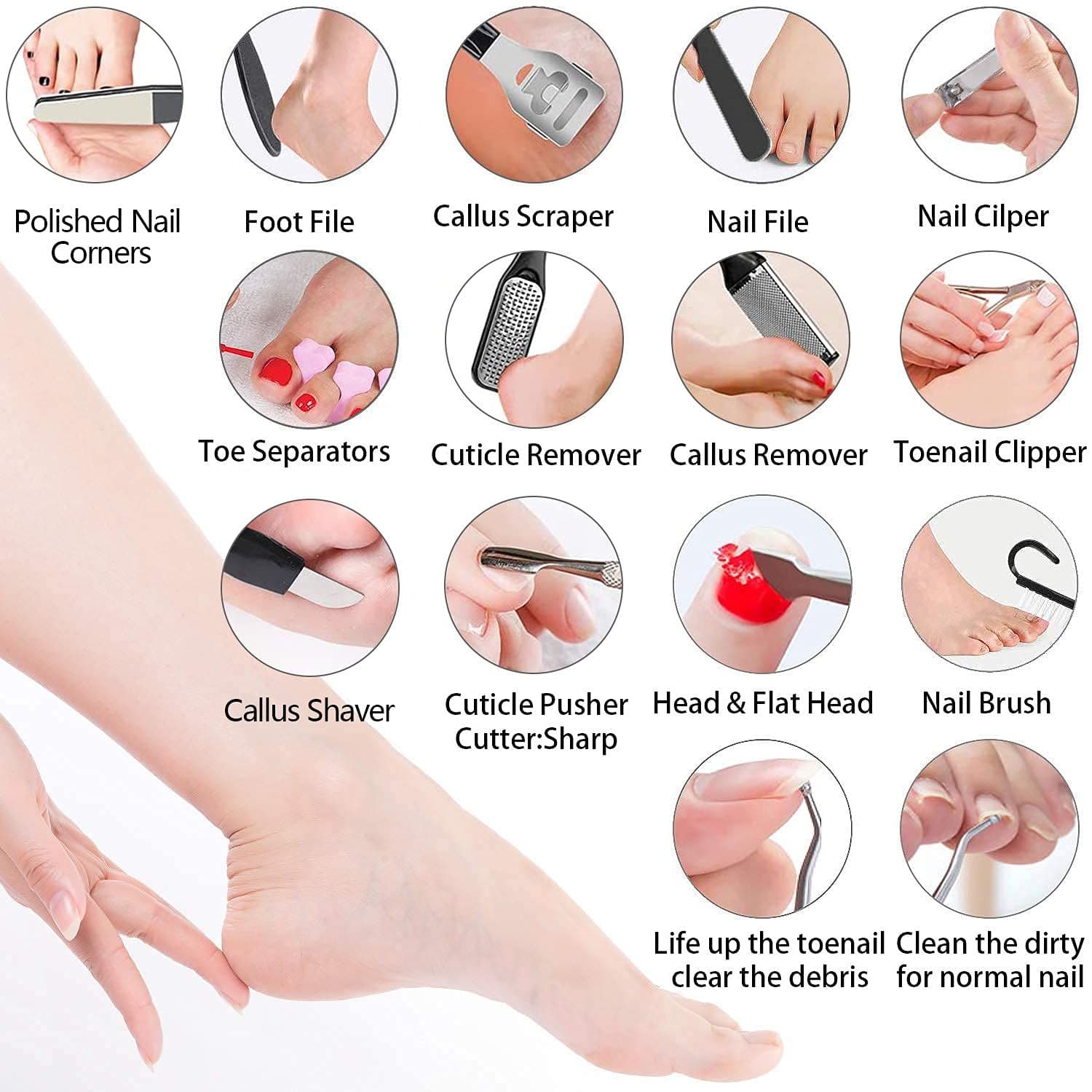image-23 in 1 Professional Pedicure Tools Set Foot Care Scrubber Pedicure