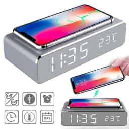 image-LED Electric Alarm Clock With Wireless Charger