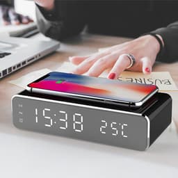 image-LED Electric Alarm Clock With Wireless Charger