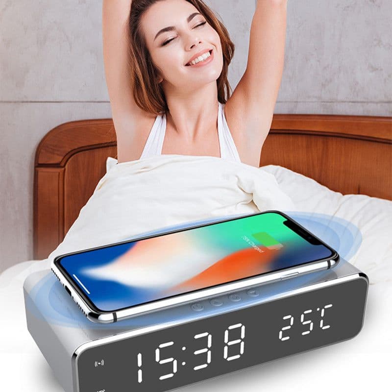 image-LED Electric Alarm Clock With Wireless Charger