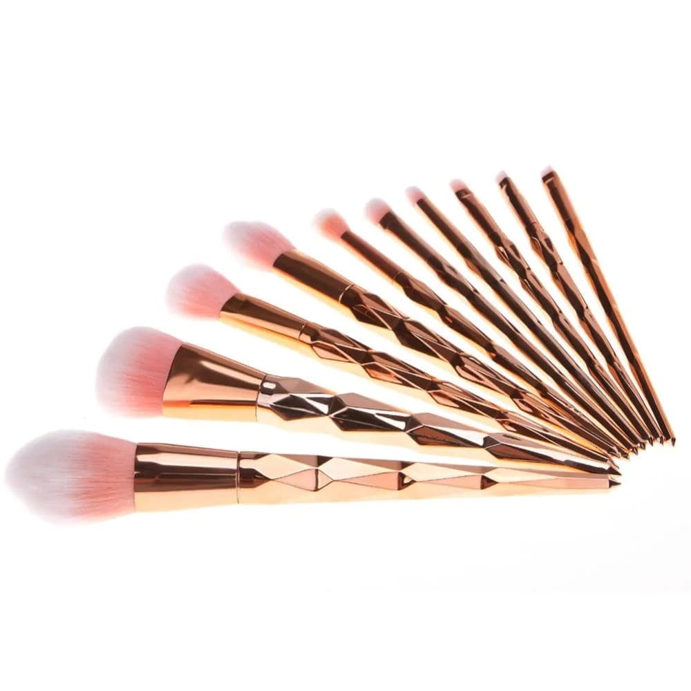 image-11Pcs Diamond Rose Gold Makeup Brushes Set Mermaid Fishtail Shaped