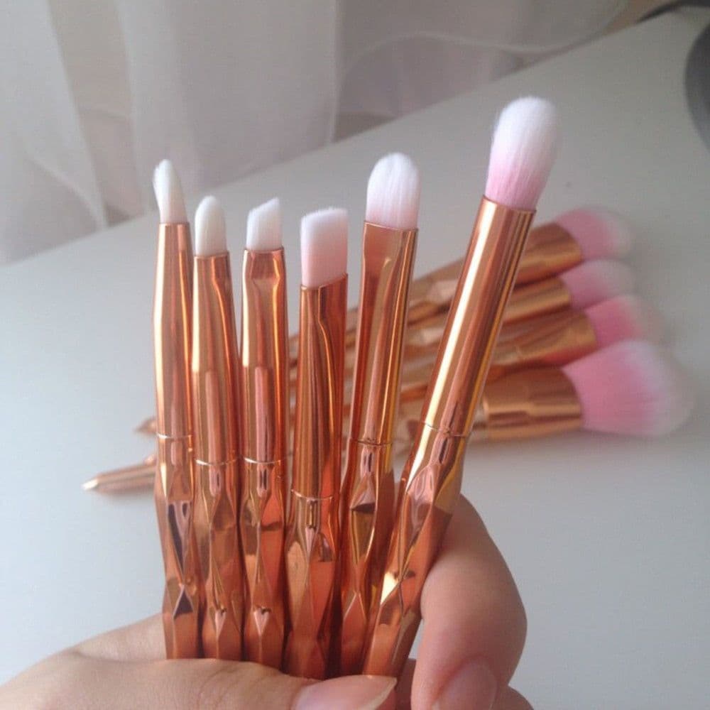 image-11Pcs Diamond Rose Gold Makeup Brushes Set Mermaid Fishtail Shaped