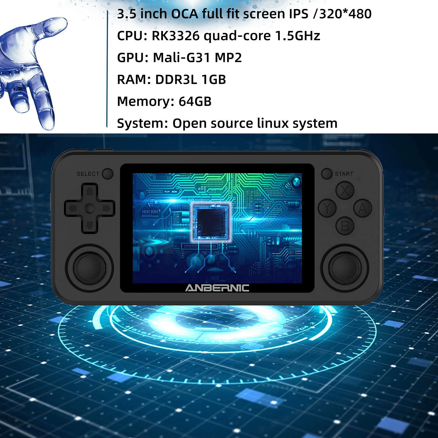 image-Handheld Gaming Console 3.5 inch Screen Retro Game Player