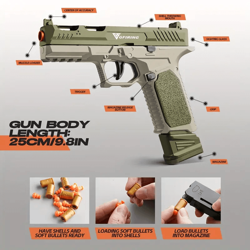 image-Auto Eject Toy Gun Soft Bullet Pistol