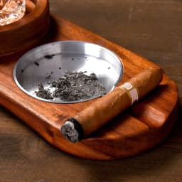 image-2 In 1 Wooden Ashtray Rustic Wood Whiskey Glass Cup Tray Cigar Holder