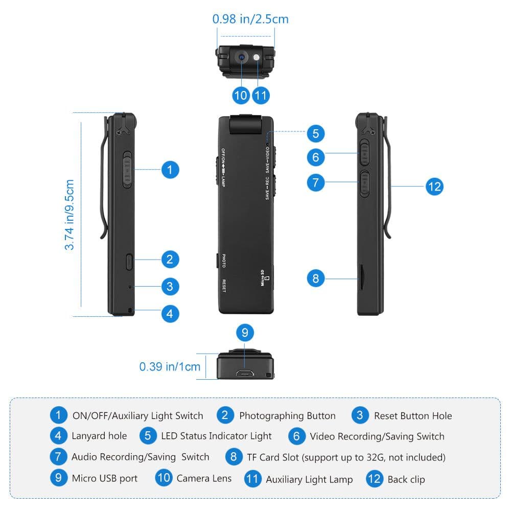 image-Wearable 1080P Body Camera Mini Pocket Video Recorder Motion Detection