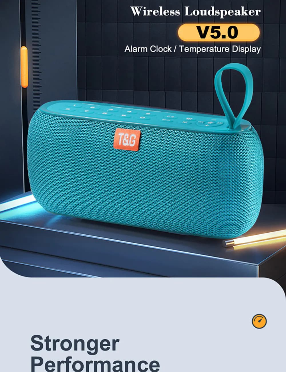 image-Wireless Bluetooth Speaker with Alarm Clock Temperature Display