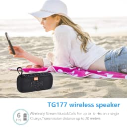 image-Wireless Bluetooth Speaker with Alarm Clock Temperature Display