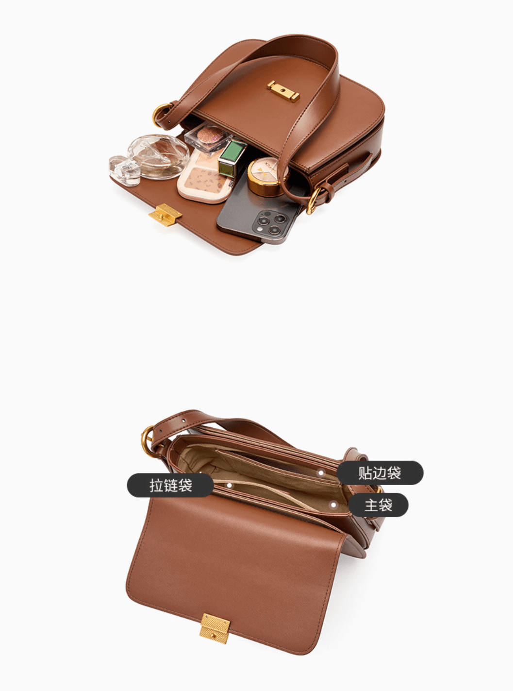 image-Women Organ Bag Split Cow Leather Crossbody Shoulder Bags