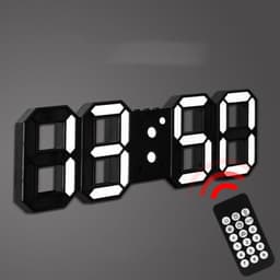 image-3D Remote Control Black LED Electronic Stand Wall Clock