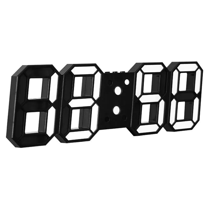 image-3D Remote Control Black LED Electronic Stand Wall Clock