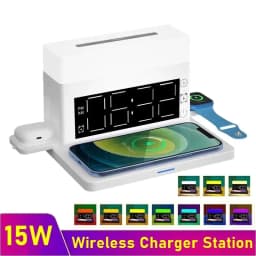 image-Night Light Alarm Clock Wireless Charger For Iphone 13 12 11 XS Pro