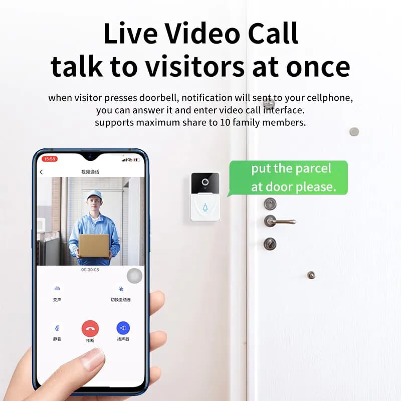image-Wireless Security WiFi Smart Doorbell Intercom Video Camera Bell Chime