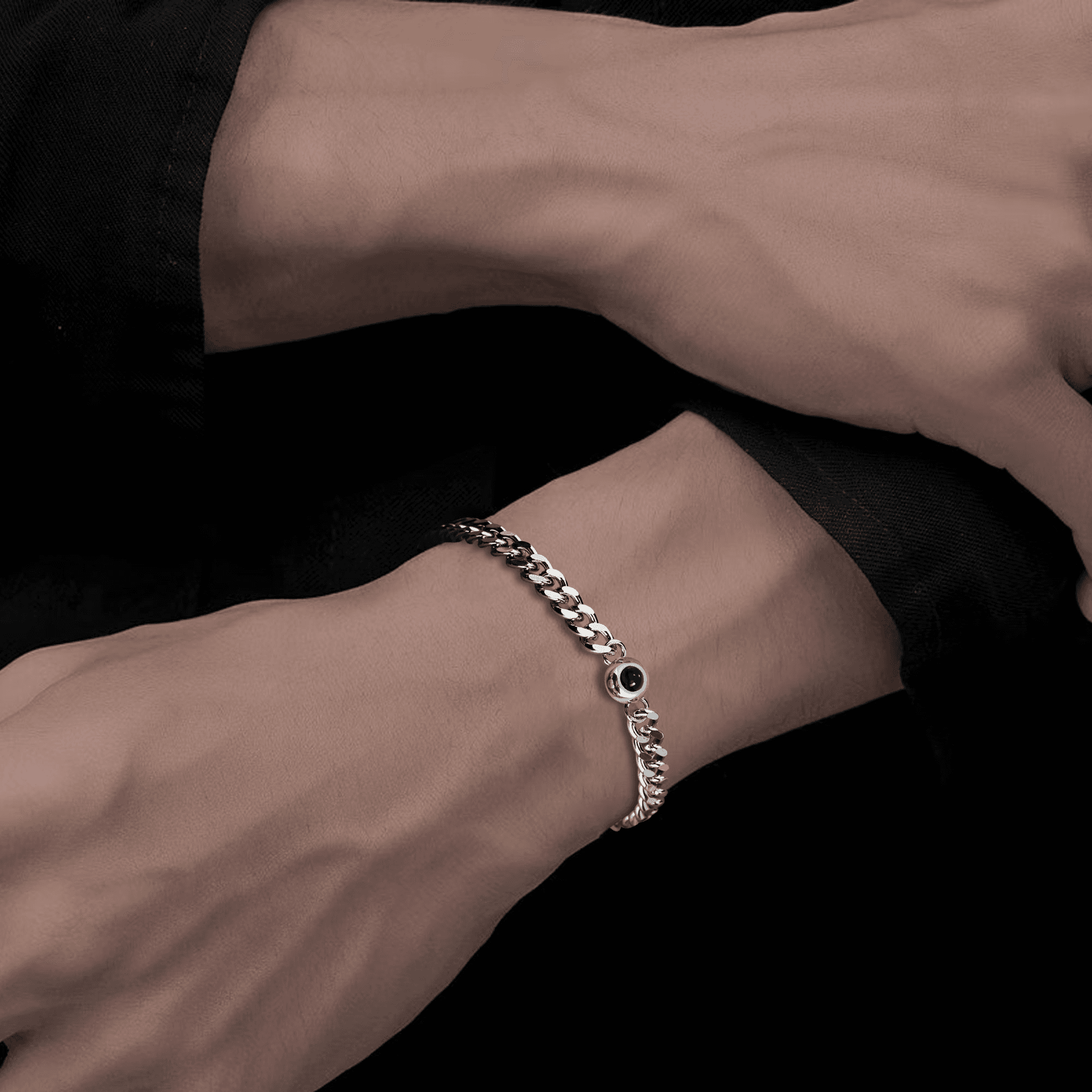 image-Cuban Bracelet Personalized Photo Bracelet Custom Projection Bracelet