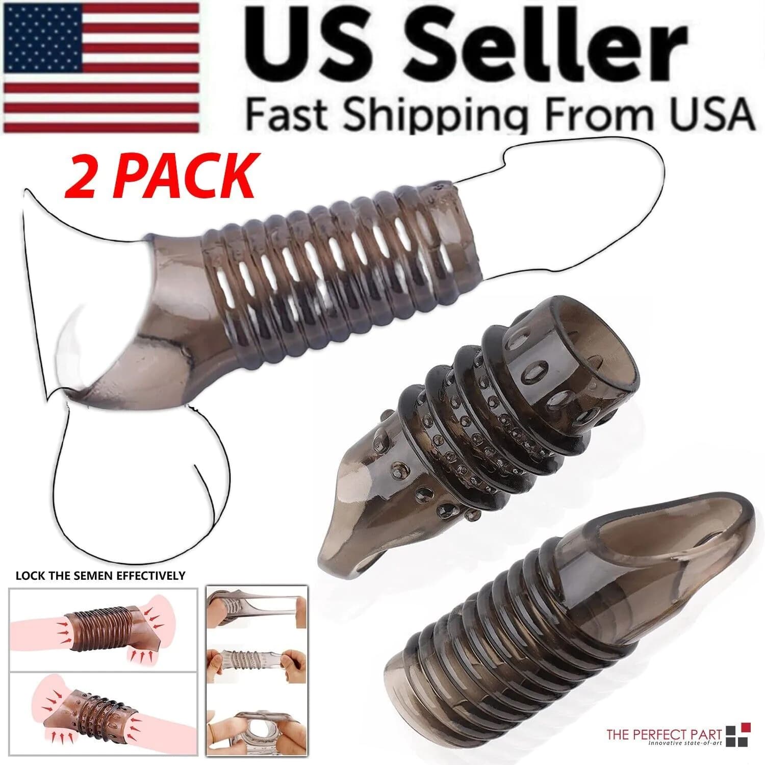 image-2PCS Reusable Cock Ring Glans Penis Enlarger Delayed Ejaculation