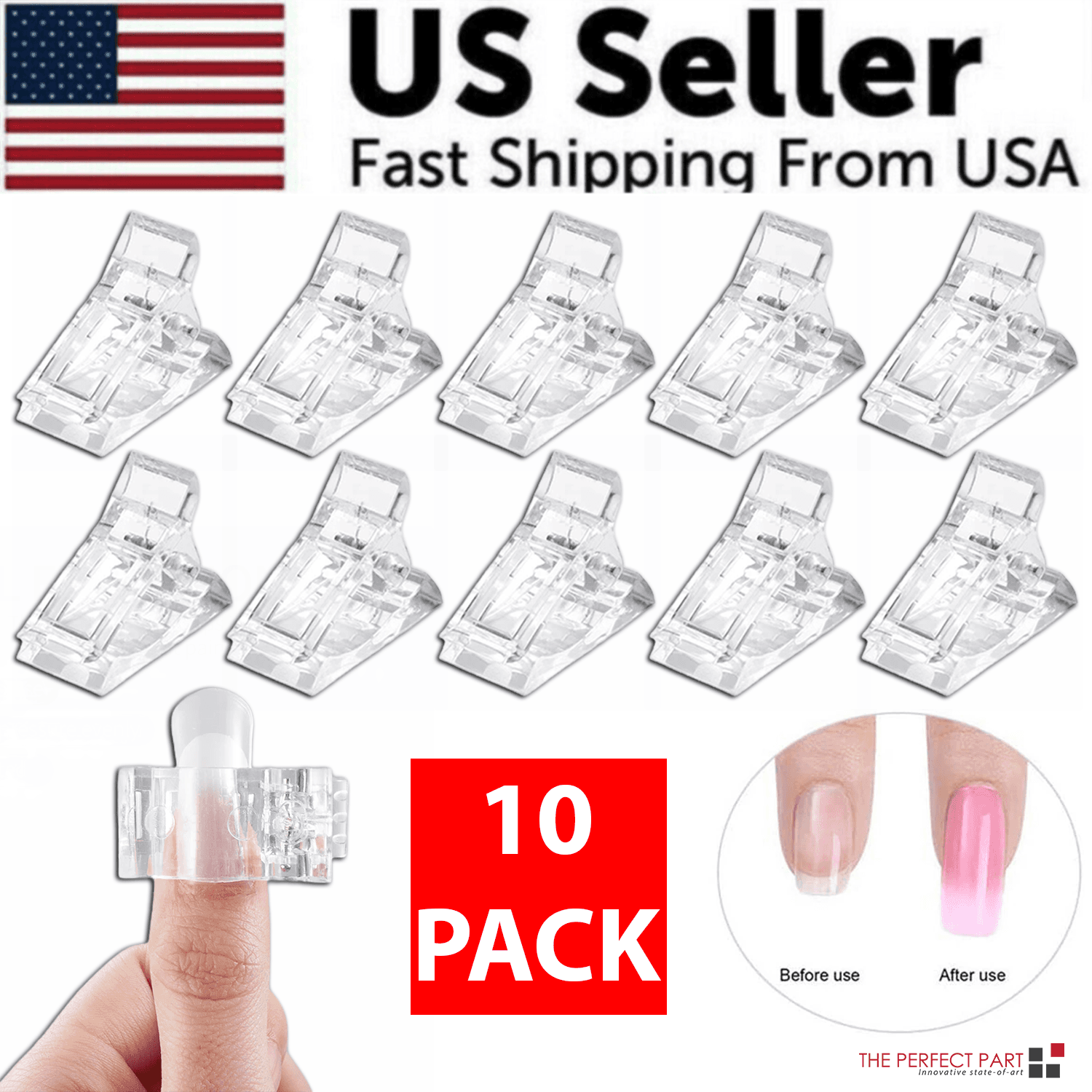 image-10 PCS Nail Tips Clip Quick Building Poly Builder Gel DIY Extension
