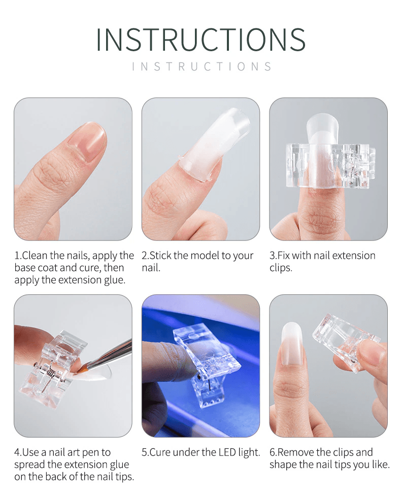 image-10 PCS Nail Tips Clip Quick Building Poly Builder Gel DIY Extension