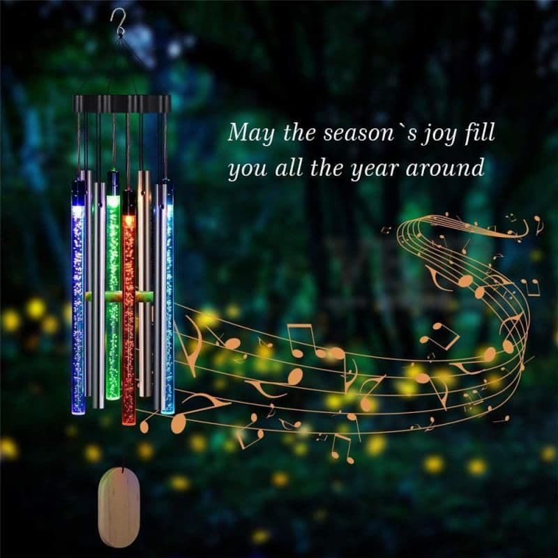 image-Colorful Bubble Column Solar Powered Musical Wind Chime Garden Decor