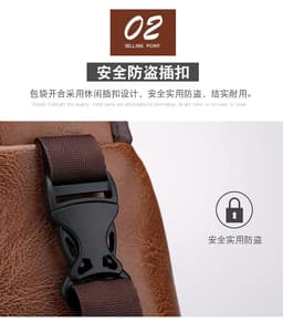 image-Wholesale USB men's chest bag portable rechargeable casual oblique bag outdoor sports pu chest bag one generation