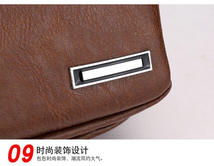 image-Wholesale USB men's chest bag portable rechargeable casual oblique bag outdoor sports pu chest bag one generation