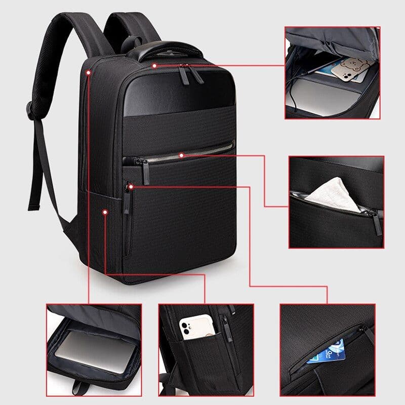 image-Mens Multifunction Waterproof Backpacks Large Capacity USB Charging